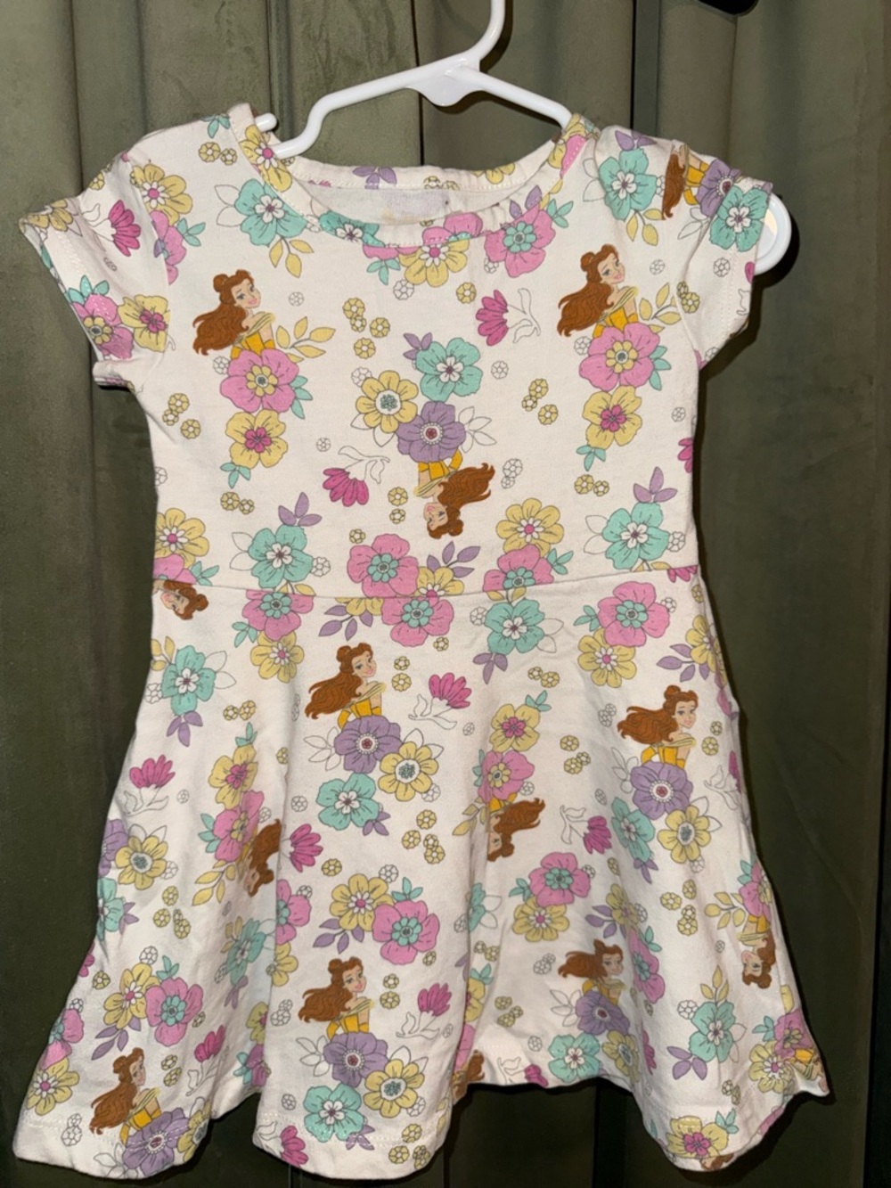 Disney White Floral & Character Twirl Dress with Pastel Accents